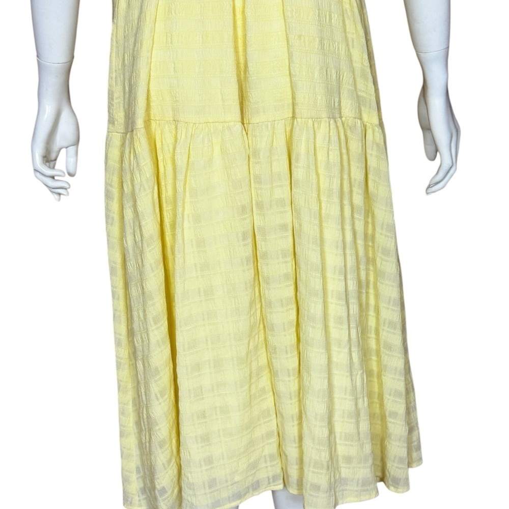 Astr Romano Bohemian Yellow Midi Dress with Puff Sleeves Size Large - Picture 9 of 15